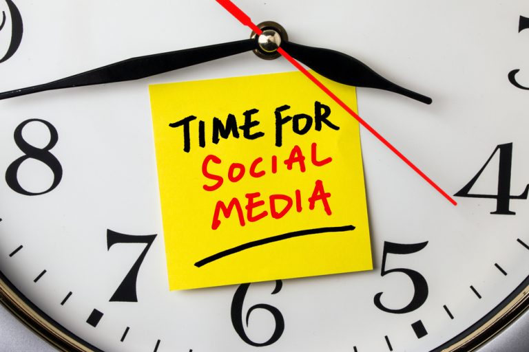 clock with social media