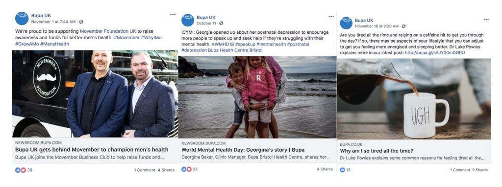 Social Media Posts of Bupa