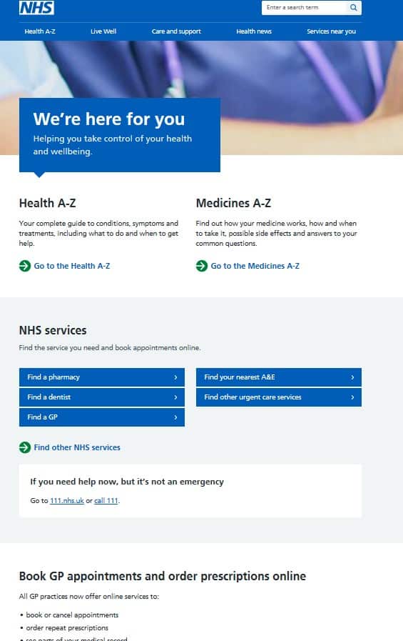 National Health System UK online portal