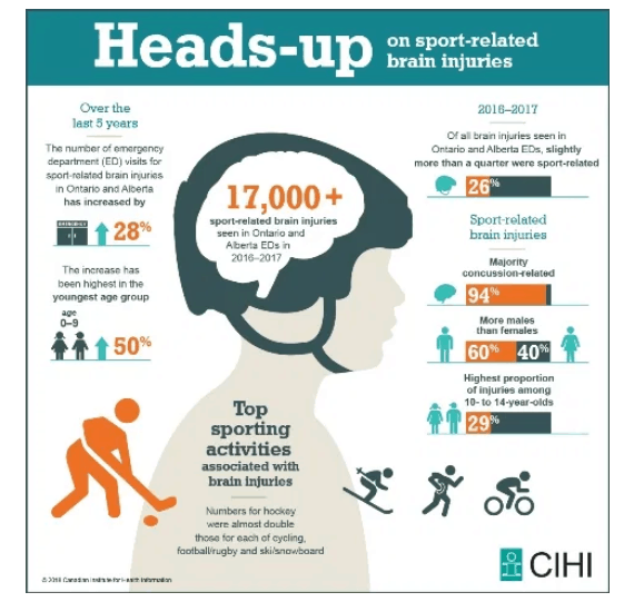 Example Infographic displaying impact of sport-related head injuries