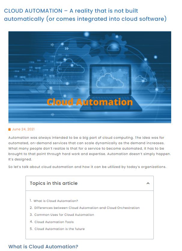 Blog Cloud Automation