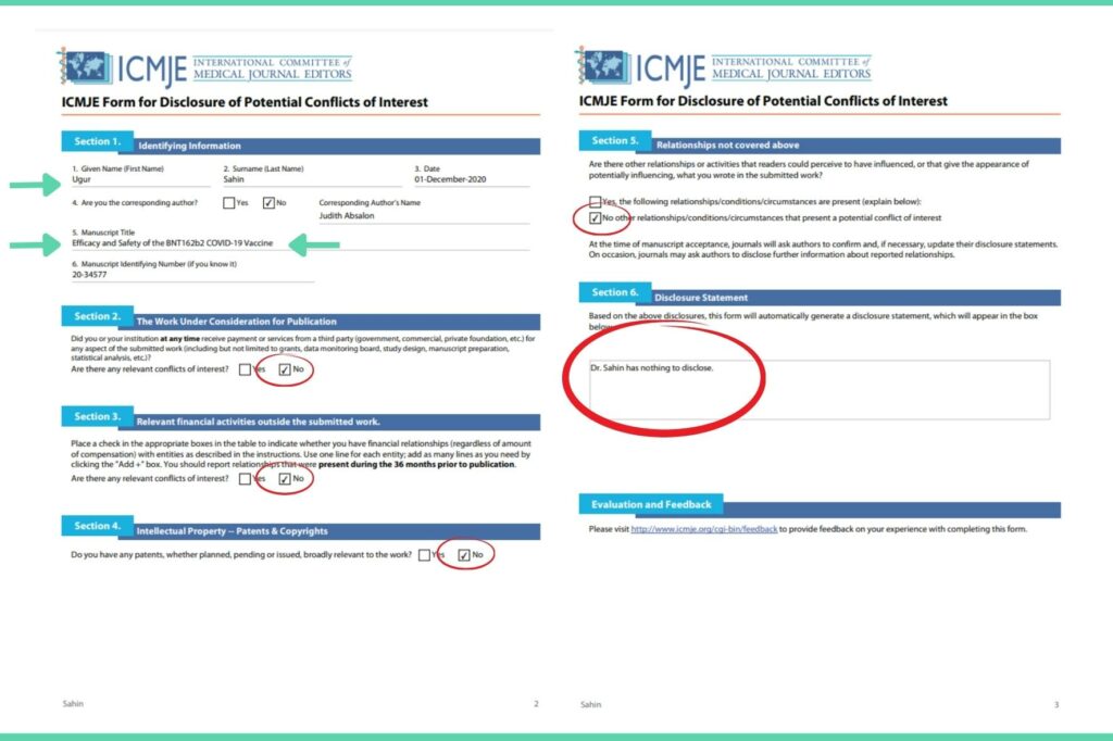 Example of ICMJE form - Ugur Sahin Biontech