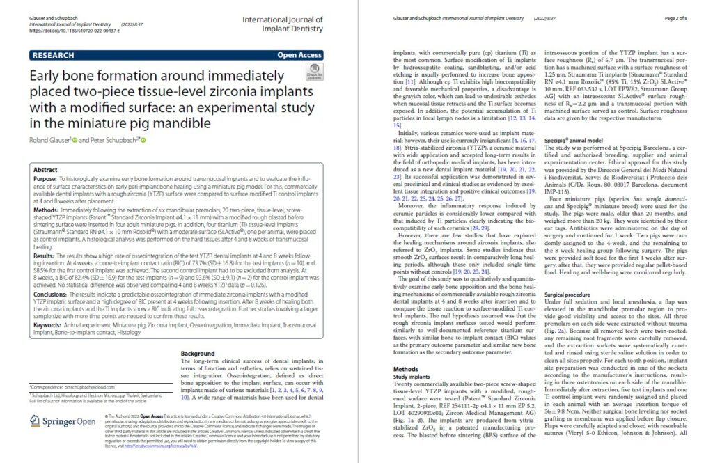 Zirconia Implants - minipig study