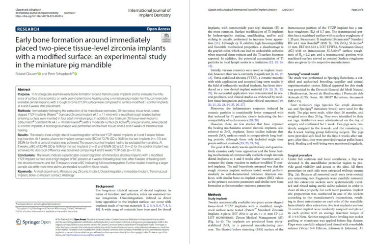 Zirconia Implants - minipig study