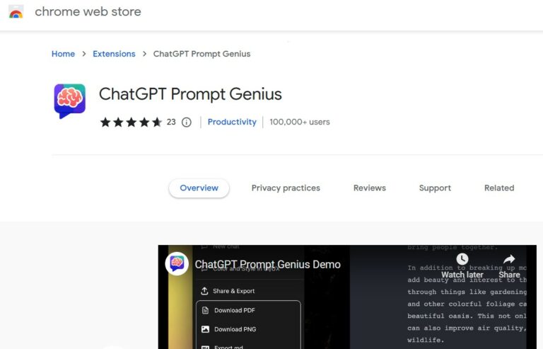 ChatGPT-Prompt Genius Extension Screenshot