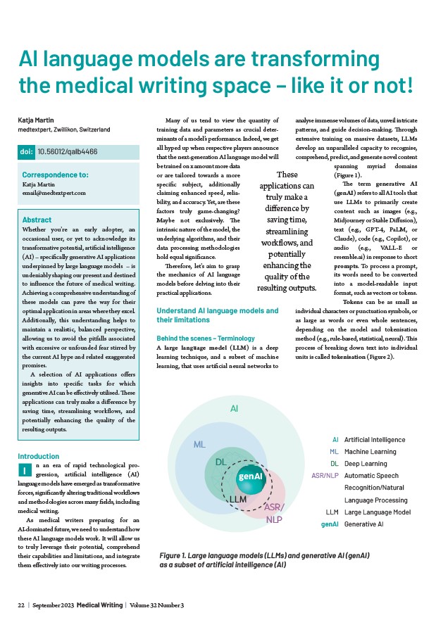 Article - AI tools for medical writers