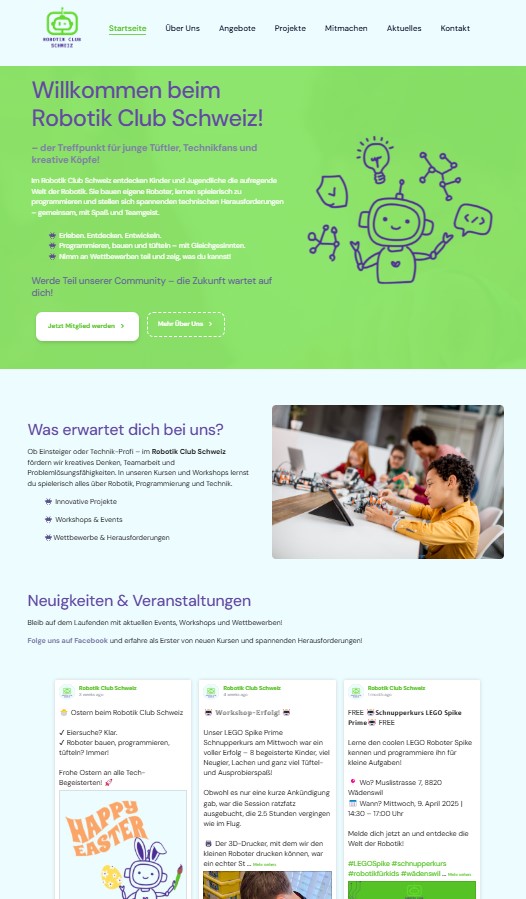 Website Deisgn for Robotik Club Schweiz