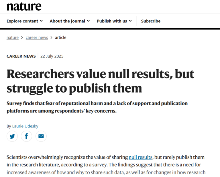Researchers value null results - Nature article